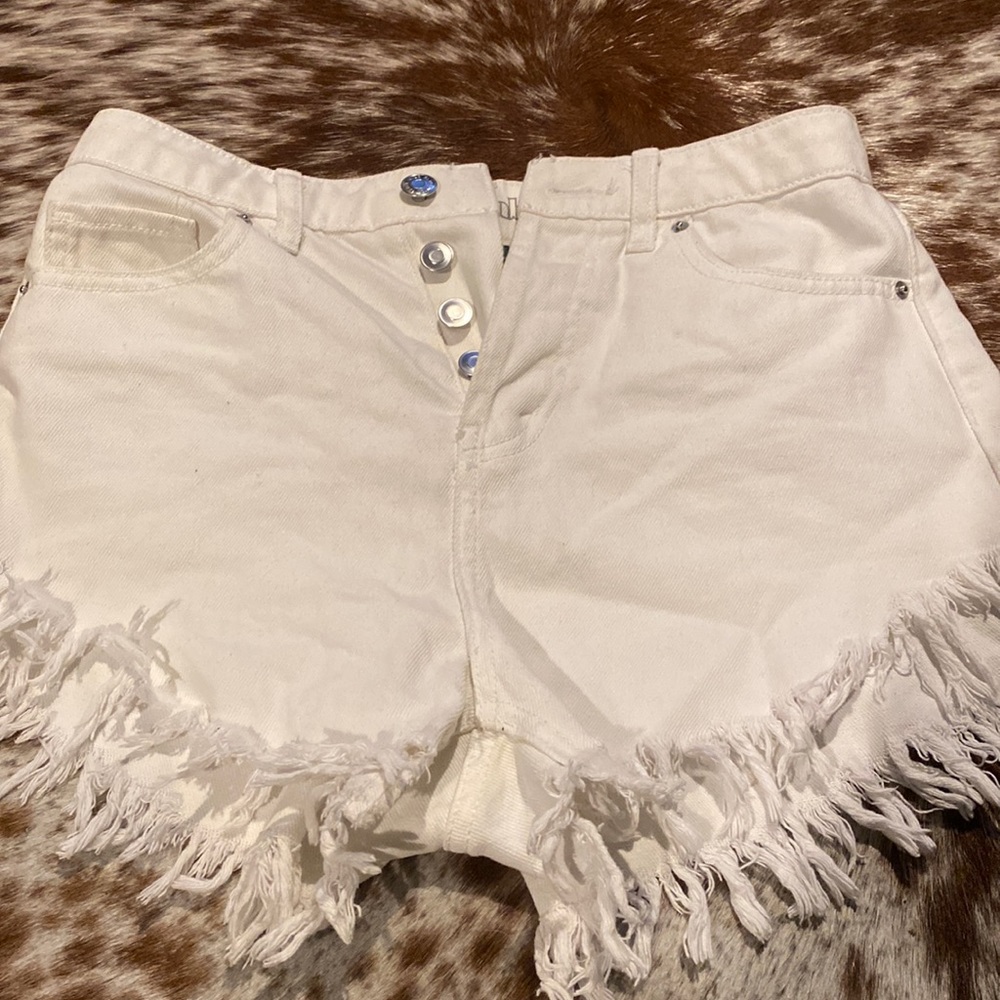 White jean shorts